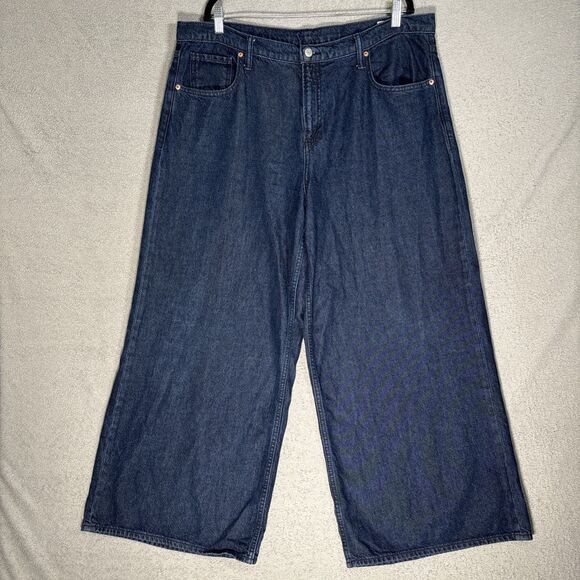 Gap Jeans Women’s Size 18 R Baggy Mid Rise Ultra Wide Leg Blue Denim Grunge Y2K - Picture 1 of 15